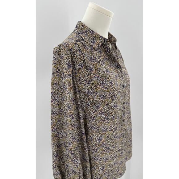 & Other Stories Silk Floral Blouse Long Sleeve Top Button up Shirt White 4 S - Picture 3 of 10